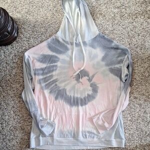 Gray and Pink Tie-Dye Women's Hoodie